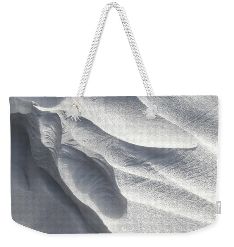 Winter Weekender Tote Bag featuring the photograph Winter Snow Drift Sculpture by Phil Perkins