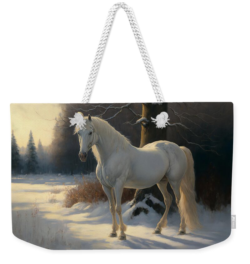 Horse Weekender Tote Bag featuring the digital art Winter Solitude by Kai Saarto