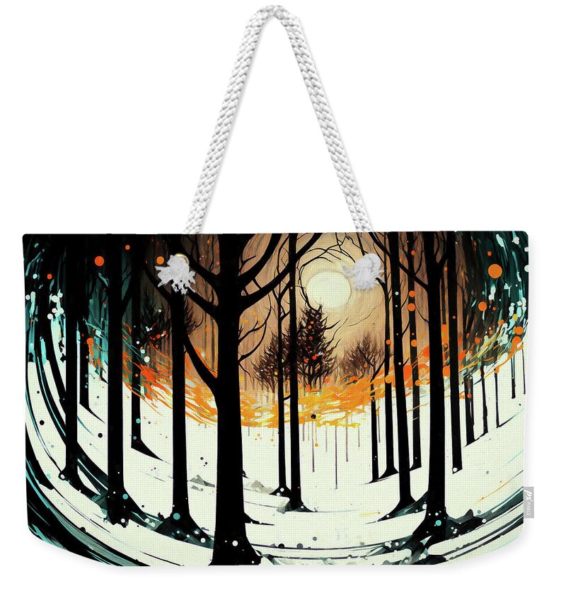 Abstract Landscape Weekender Tote Bag featuring the digital art Winter Storm Abstract by Peggy Collins