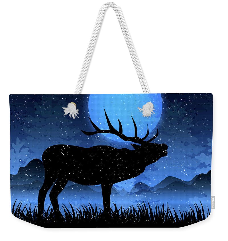 Christmas Weekender Tote Bag featuring the digital art Winter Woodland Moose by Doreen Erhardt