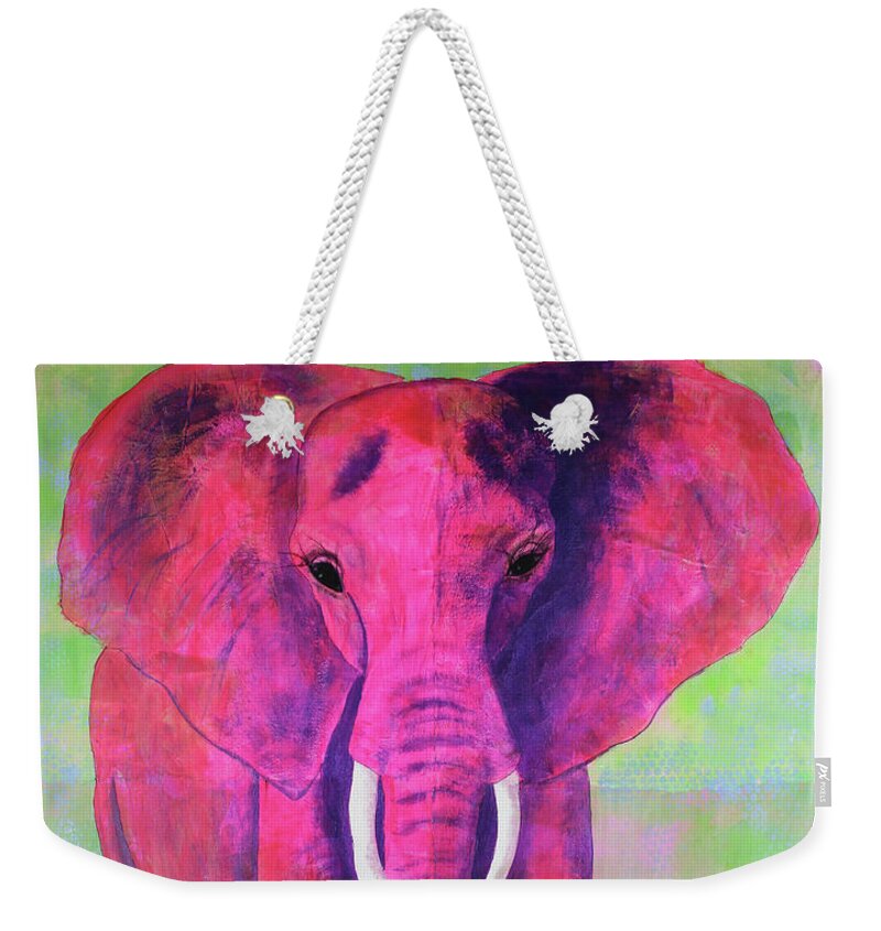 Elephant Weekender Tote Bag featuring the painting Wise Elegance by Lisa Crisman