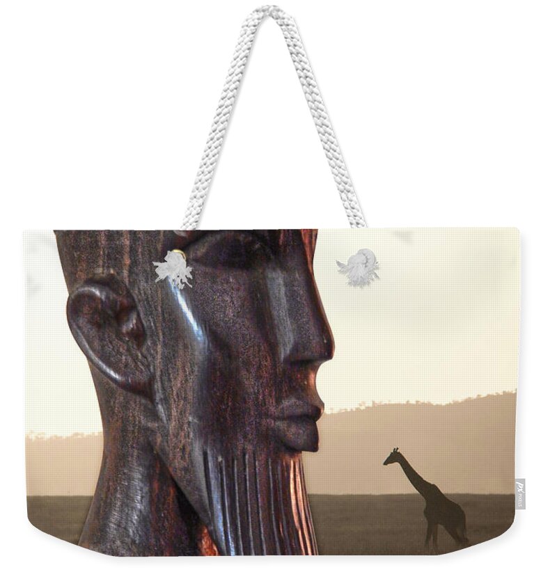 Wiseman Weekender Tote Bag featuring the digital art Wiseman And Giraffe by Phil Perkins