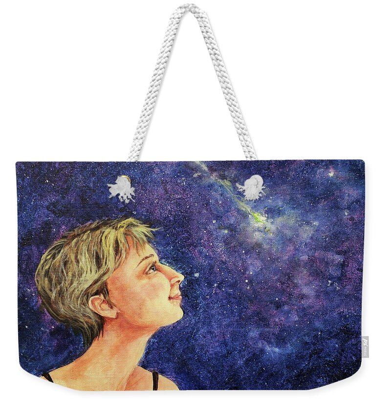 Shootingstar Weekender Tote Bag featuring the painting Wish Upon A Star by Zan Savage