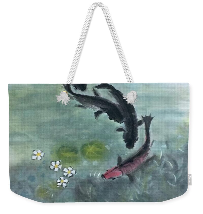 Lake Art Weekender Tote Bag featuring the painting Wishful by Carmen Lam
