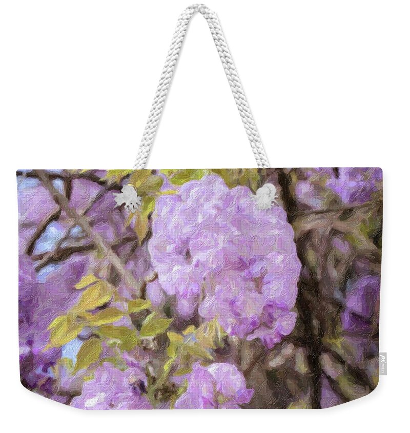 Wisteria Weekender Tote Bag featuring the photograph Wisteria Bloom by Carolyn Ann Ryan