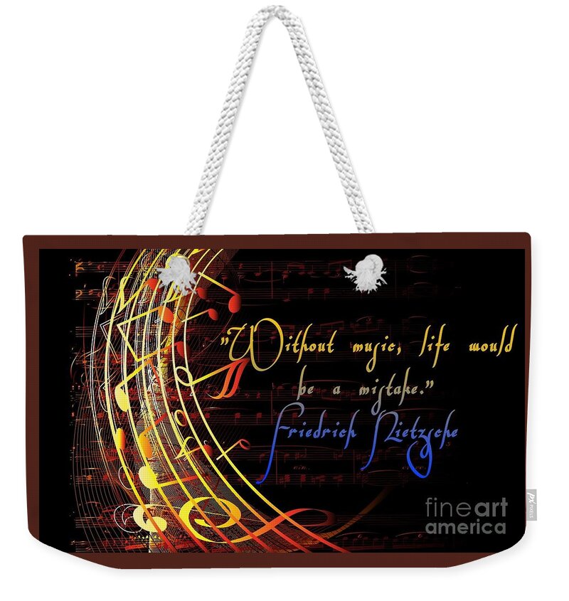Inspirational Weekender Tote Bag featuring the mixed media Without Music by Claudia Zahnd-Prezioso