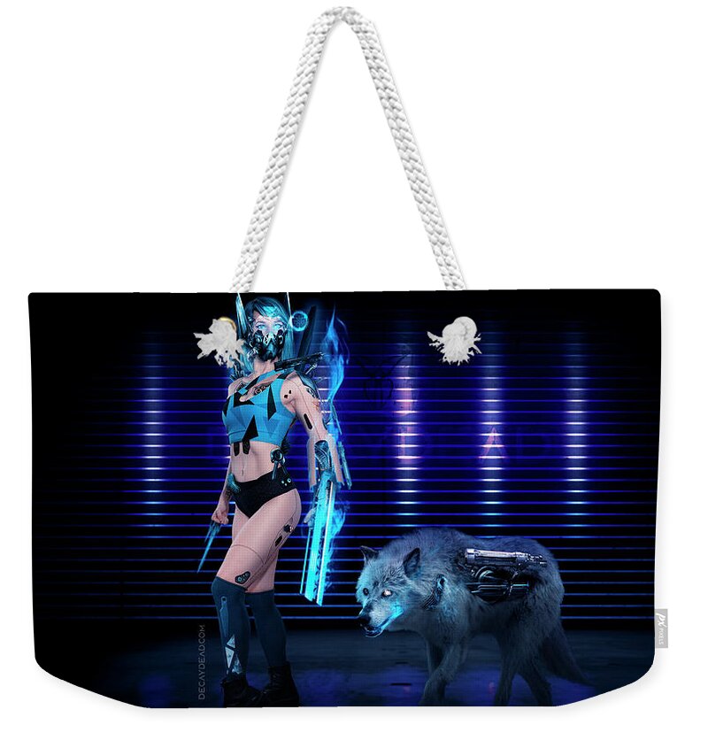 Argus Dorian Weekender Tote Bag featuring the digital art Wolf Assassin Death by the Blue Flame by Argus Dorian