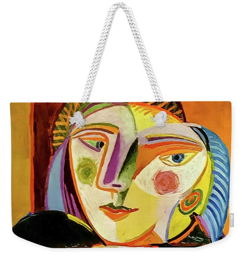 Woman Weekender Tote Bag featuring the painting Woman by the Window by Pablo Picasso 1936 by Pablo Picasso