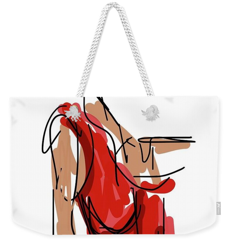  Weekender Tote Bag featuring the painting Women in Red by Oriel Ceballos