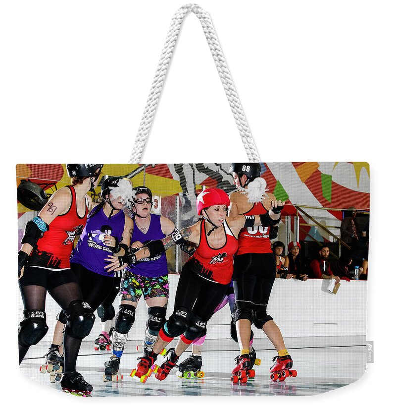 Roller Derby Weekender Tote Bag featuring the photograph Women Who Fly #12 by Christopher W Weeks