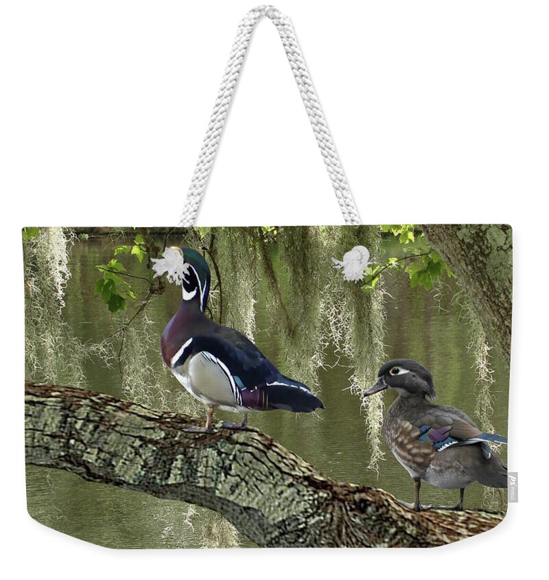Ducks Weekender Tote Bag featuring the digital art Wood Ducks of Florida by M Spadecaller