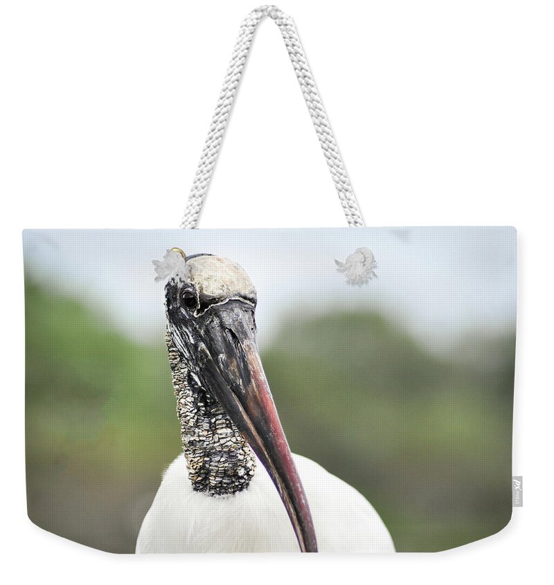 Wood Stork Weekender Tote Bag featuring the photograph Wood Stork Portrait by Rebecca Herranen