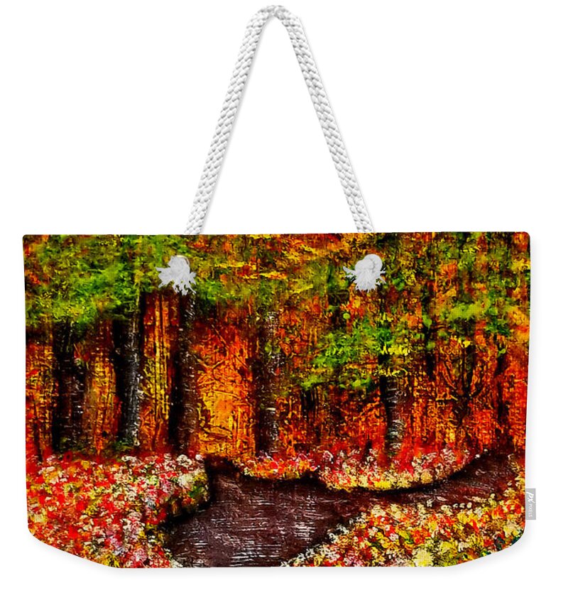 Woodland Weekender Tote Bag featuring the painting Woodland Blooms by Tina Mitchell