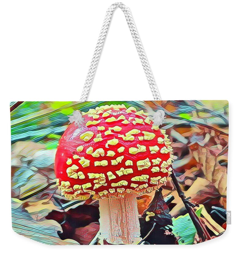 Red Weekender Tote Bag featuring the mixed media Woodland Forest by Juliette Becker