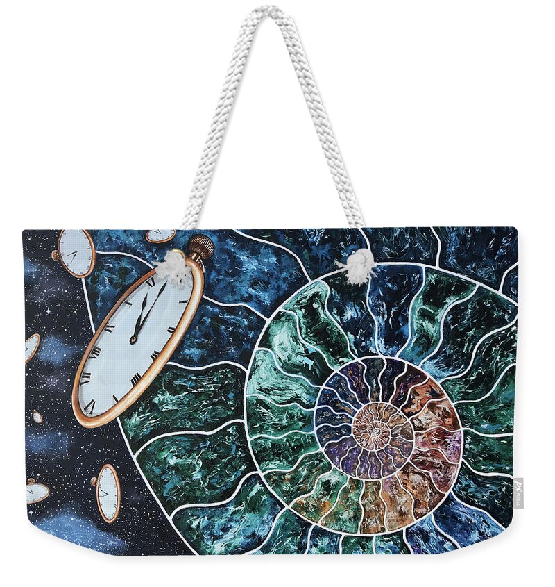 Abstract Realism Weekender Tote Bag featuring the painting World Out Of Time by Mr Dill