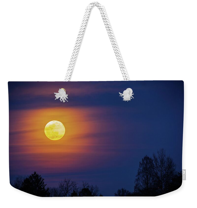 Moon Weekender Tote Bag featuring the photograph Worm Moon Over Allentown by Jason Fink