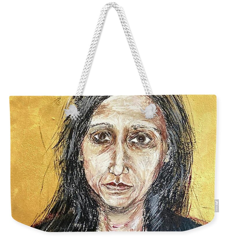 Portrait Weekender Tote Bag featuring the painting Worried by David Euler