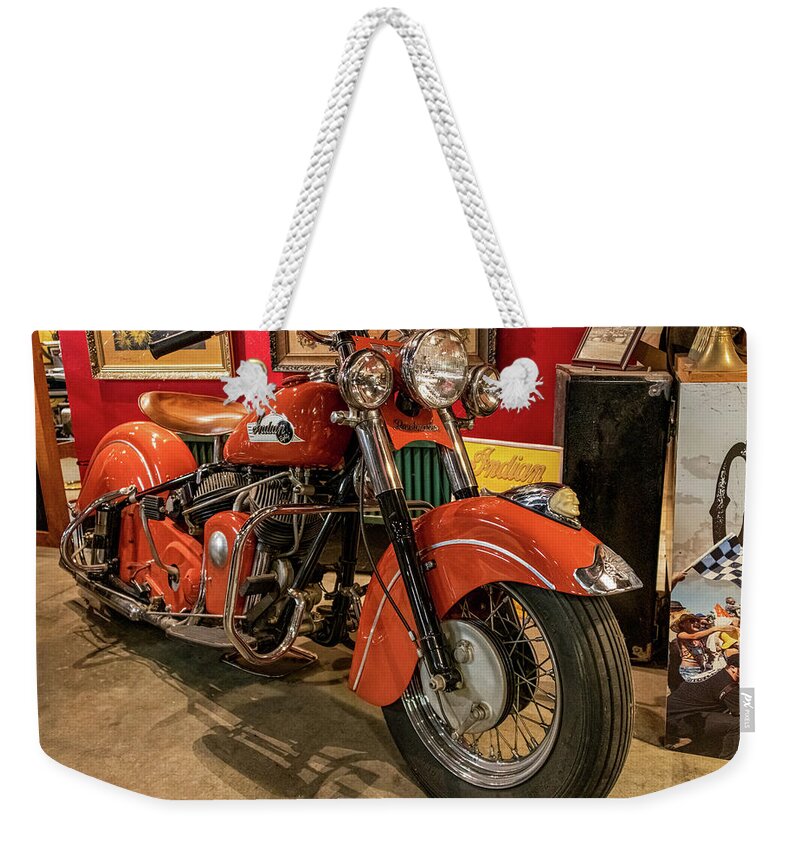 Motorcycle Weekender Tote Bag featuring the photograph Wheels-11 by John Kirkland