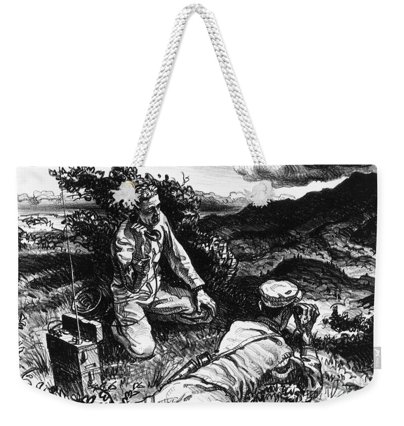 1945 Weekender Tote Bag featuring the drawing WWII Observation Post, 1945 by Granger