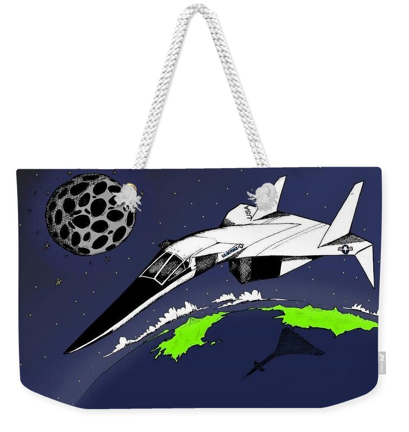 Xb-70 Weekender Tote Bag featuring the drawing Xb-70 by Michael Hopkins