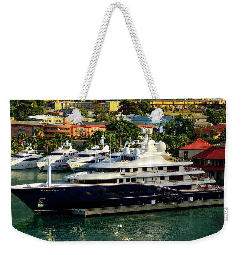 Yachts Weekender Tote Bag featuring the photograph Yachts by AE Jones