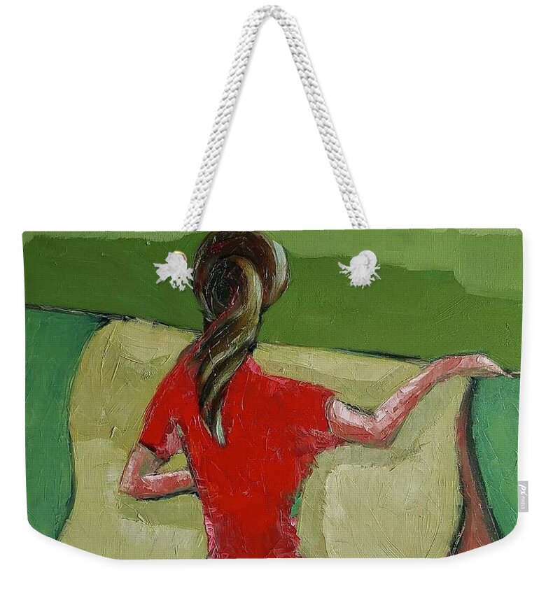  Weekender Tote Bag featuring the painting Yearning by Mikyong Rodgers