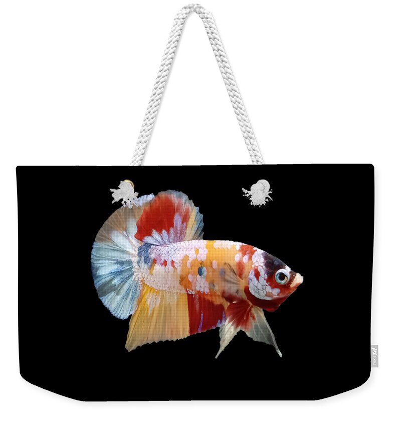 Betta Weekender Tote Bag featuring the photograph Yellow Base Betta Fish by Sambel Pedes