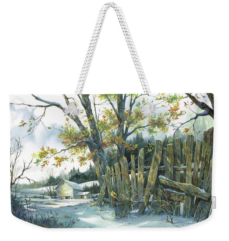 Michael Humphries Weekender Tote Bag featuring the painting Yellow Bird by Michael Humphries
