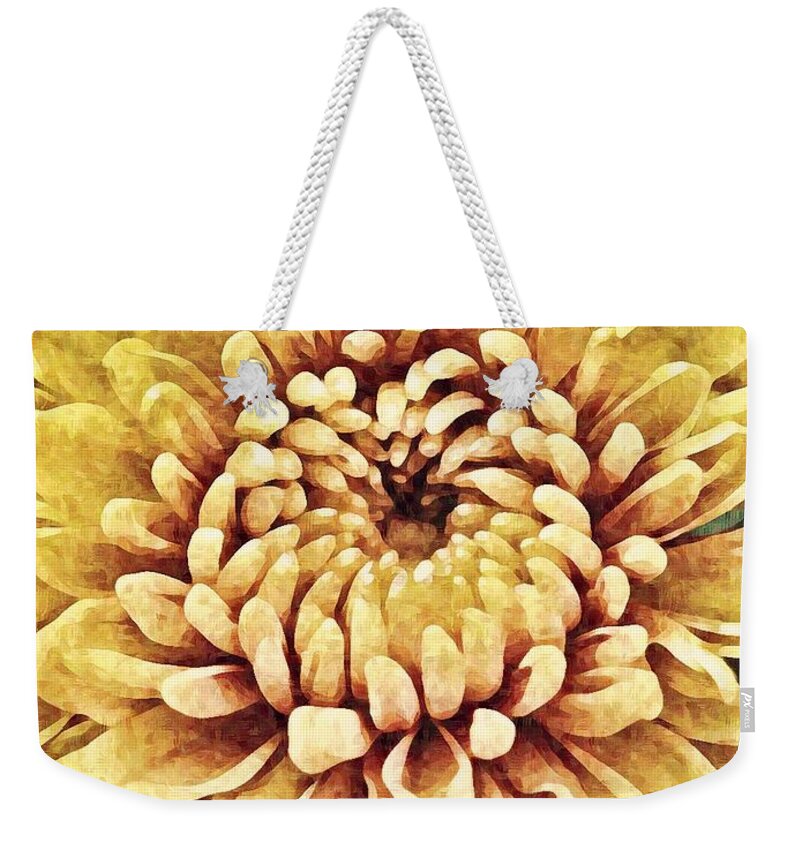 Flower Weekender Tote Bag featuring the photograph Yellow Flower Mum Portrait by Gaby Ethington