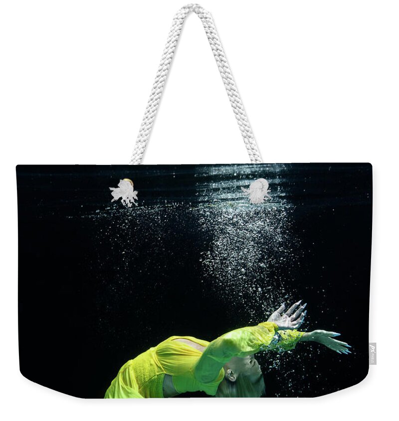 Underwater Weekender Tote Bag featuring the photograph Yellow Mermaid by Gemma Silvestre