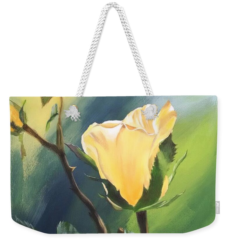 Yellow Rose Weekender Tote Bag featuring the painting In Pursuit of Understandable Beauty 1 by Helian Cornwell