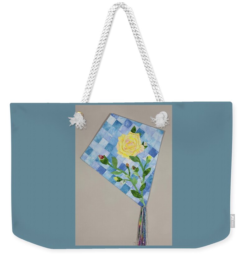 Fiber Art Weekender Tote Bag featuring the mixed media Yellow Rose of Texas 2 by Vivian Aumond