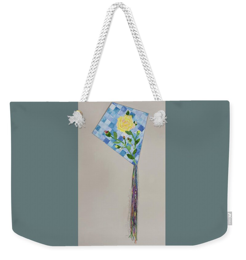 Yellow Rose Of Texas Weekender Tote Bag featuring the mixed media Yellow Rose of Texas by Vivian Aumond