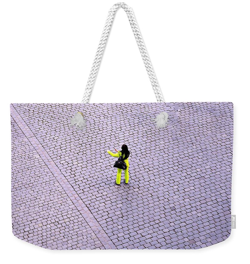 Street Weekender Tote Bag featuring the photograph Yellow Spot by Thomas Schroeder