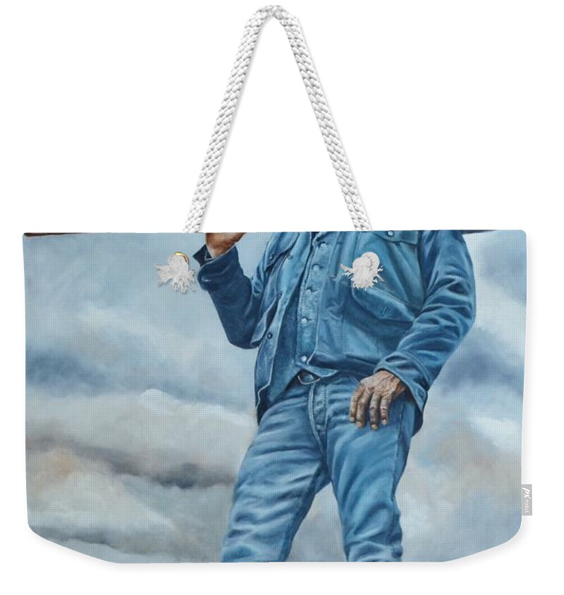 Yellowstone Weekender Tote Bag featuring the painting John Dutton Yellowstone by Mary Rogers