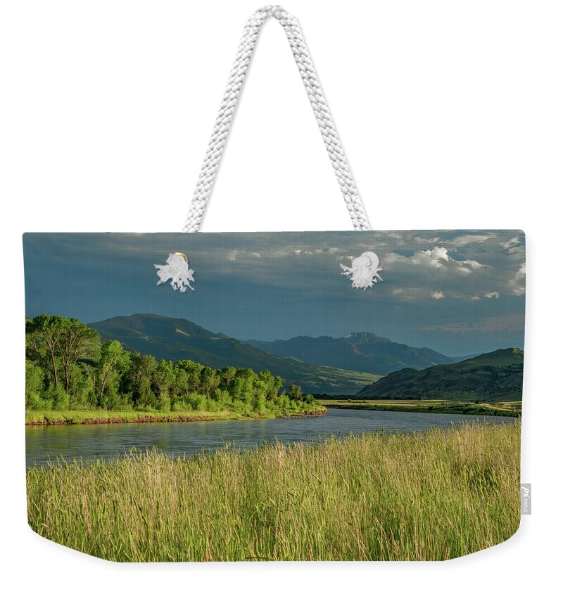 Montana Weekender Tote Bag featuring the photograph Yellowstone River Perfection by Marcy Wielfaert