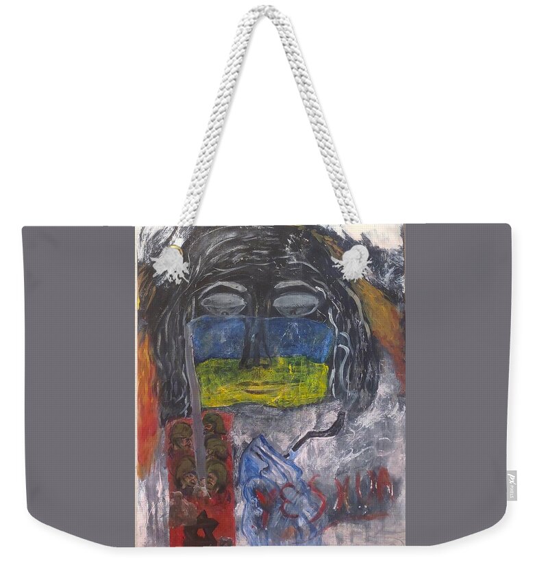 Yeshua Weekender Tote Bag featuring the mixed media Yeshua by Suzanne Berthier