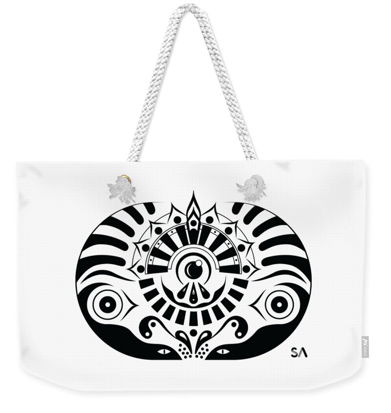 Black And White Weekender Tote Bag featuring the digital art Yoga by Silvio Ary Cavalcante