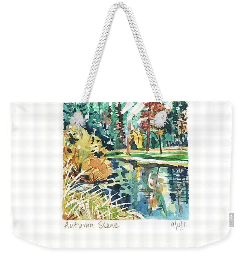Yosemite Weekender Tote Bag featuring the painting Yosemite in the Fall by Luisa Millicent
