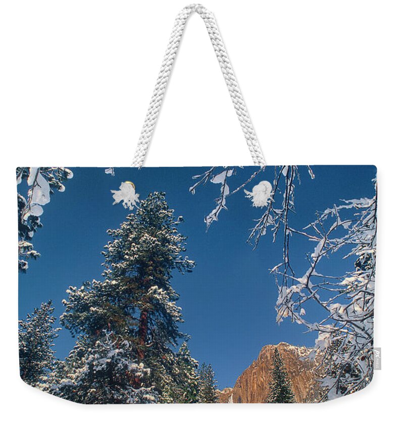 Dave Welling Weekender Tote Bag featuring the photograph Yosemite Falls Winter Yosemite National Park by Dave Welling