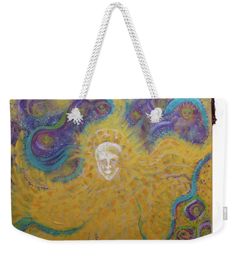 Not Alone Weekender Tote Bag featuring the painting You Are Not Alone by Feather Redfox