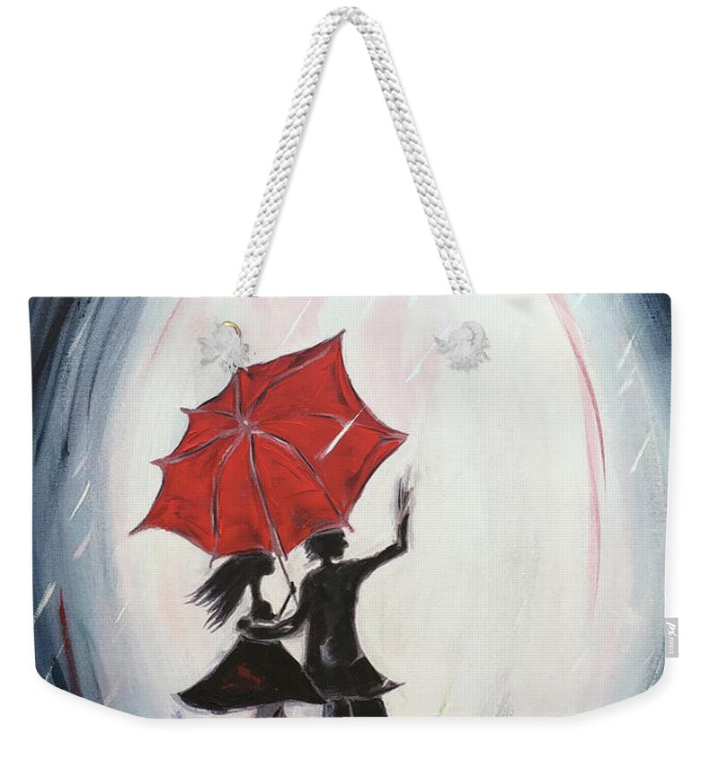 Walking Weekender Tote Bag featuring the painting Young Love Walking by Roxy Rich