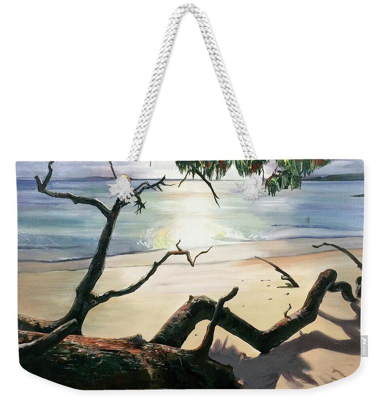 Beach Weekender Tote Bag featuring the painting Your Beauty Broken Down by Shirley Peters