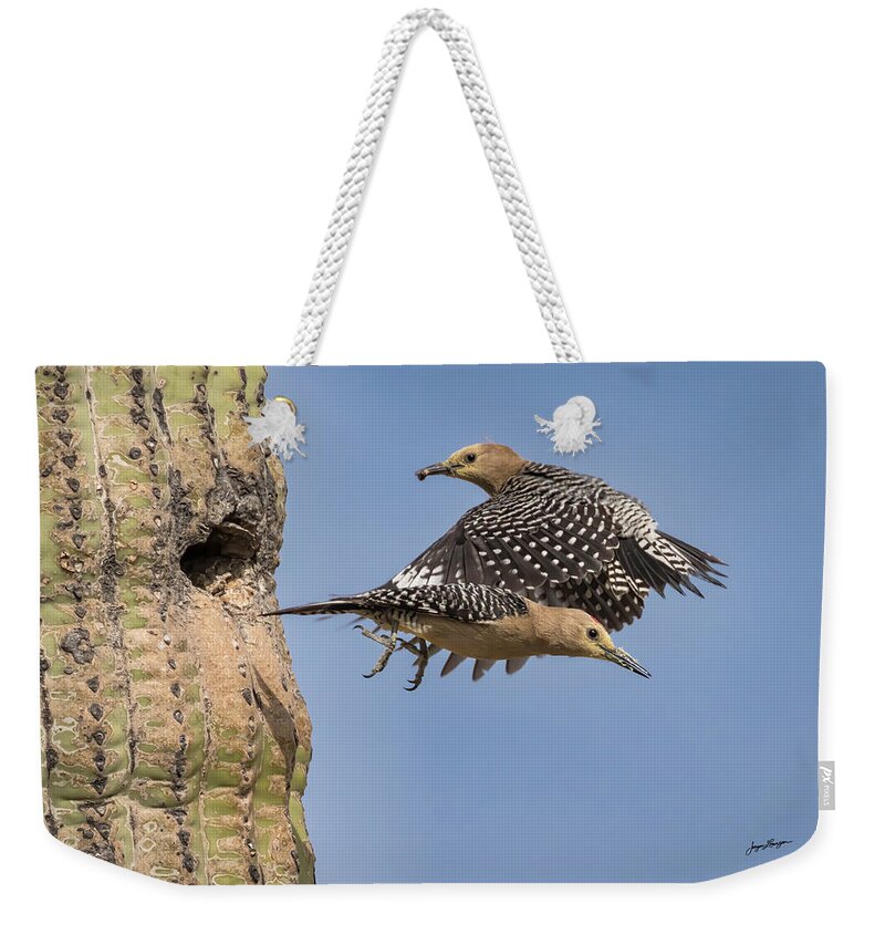 Gila Woodpecker Weekender Tote Bag featuring the photograph Your Turn by Jurgen Lorenzen