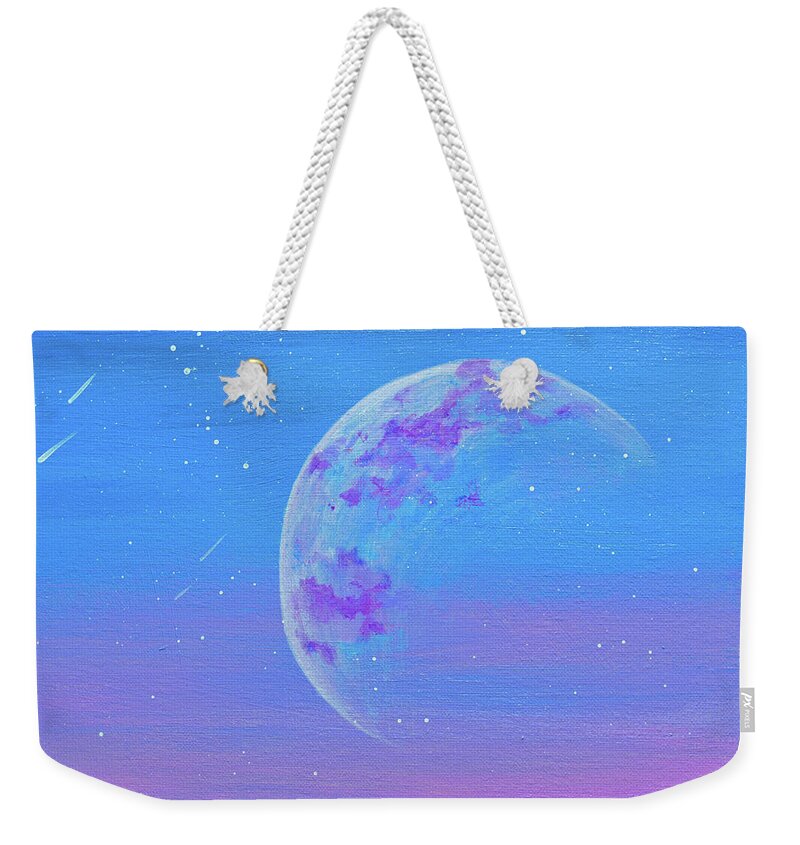 Moon Weekender Tote Bag featuring the painting Your World Moon Fragment by Ashley Wright