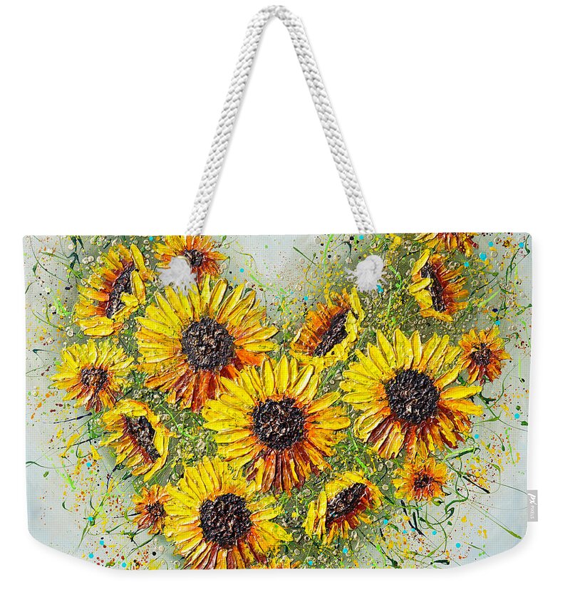 Sunflower Weekender Tote Bag featuring the painting You're my Sunshine by Amanda Dagg
