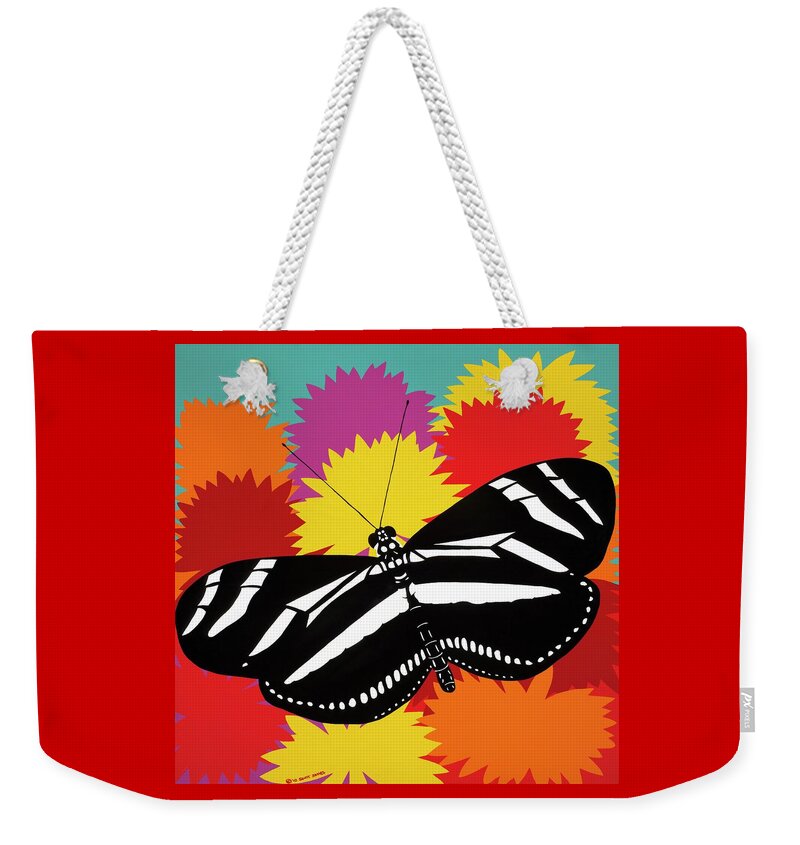 Butterfly Weekender Tote Bag featuring the painting Zebra Butterfly by Synthia SAINT JAMES