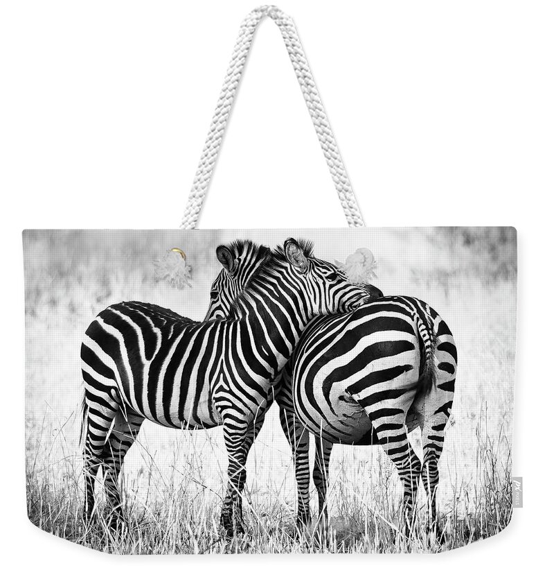 3scape Weekender Tote Bag featuring the photograph Zebra Love by Adam Romanowicz