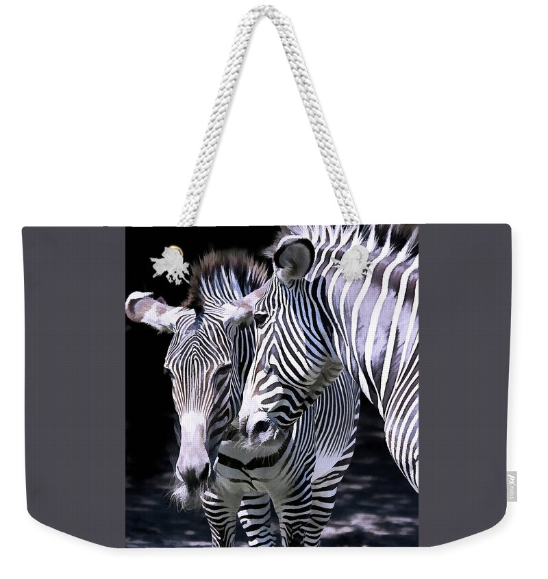 Zebra Weekender Tote Bag featuring the photograph Zebra Love by Rochelle Berman
