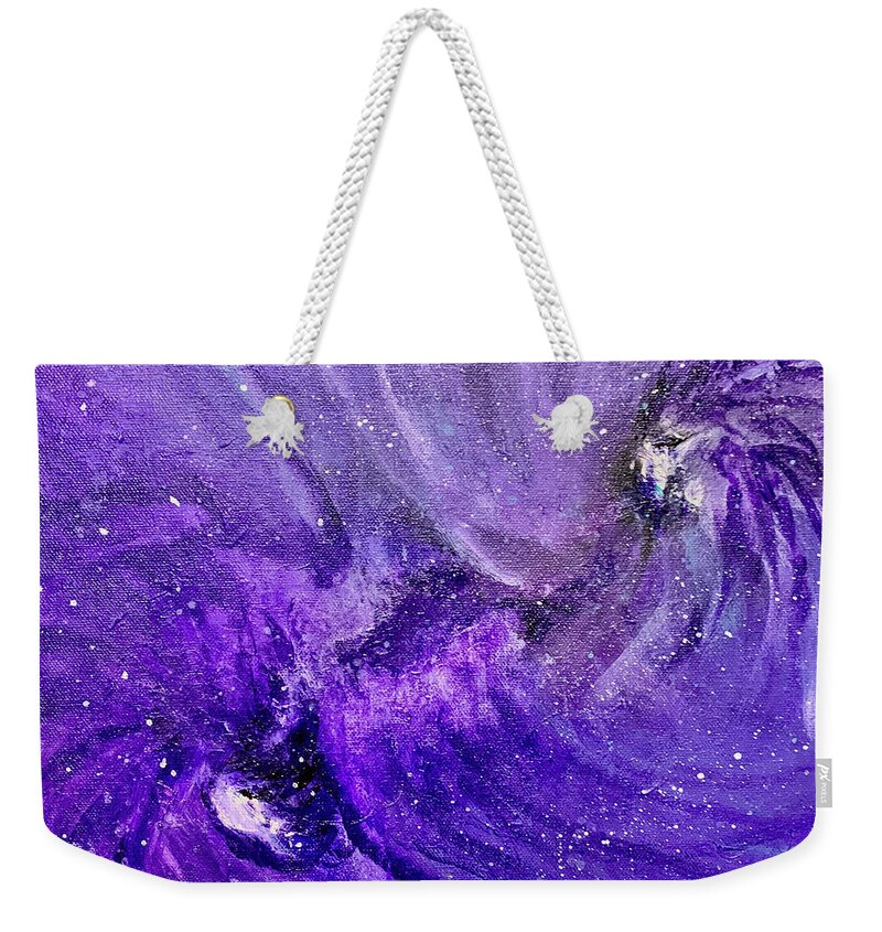 Zen Weekender Tote Bag featuring the painting Zen Galaxy by Laura Jaffe
